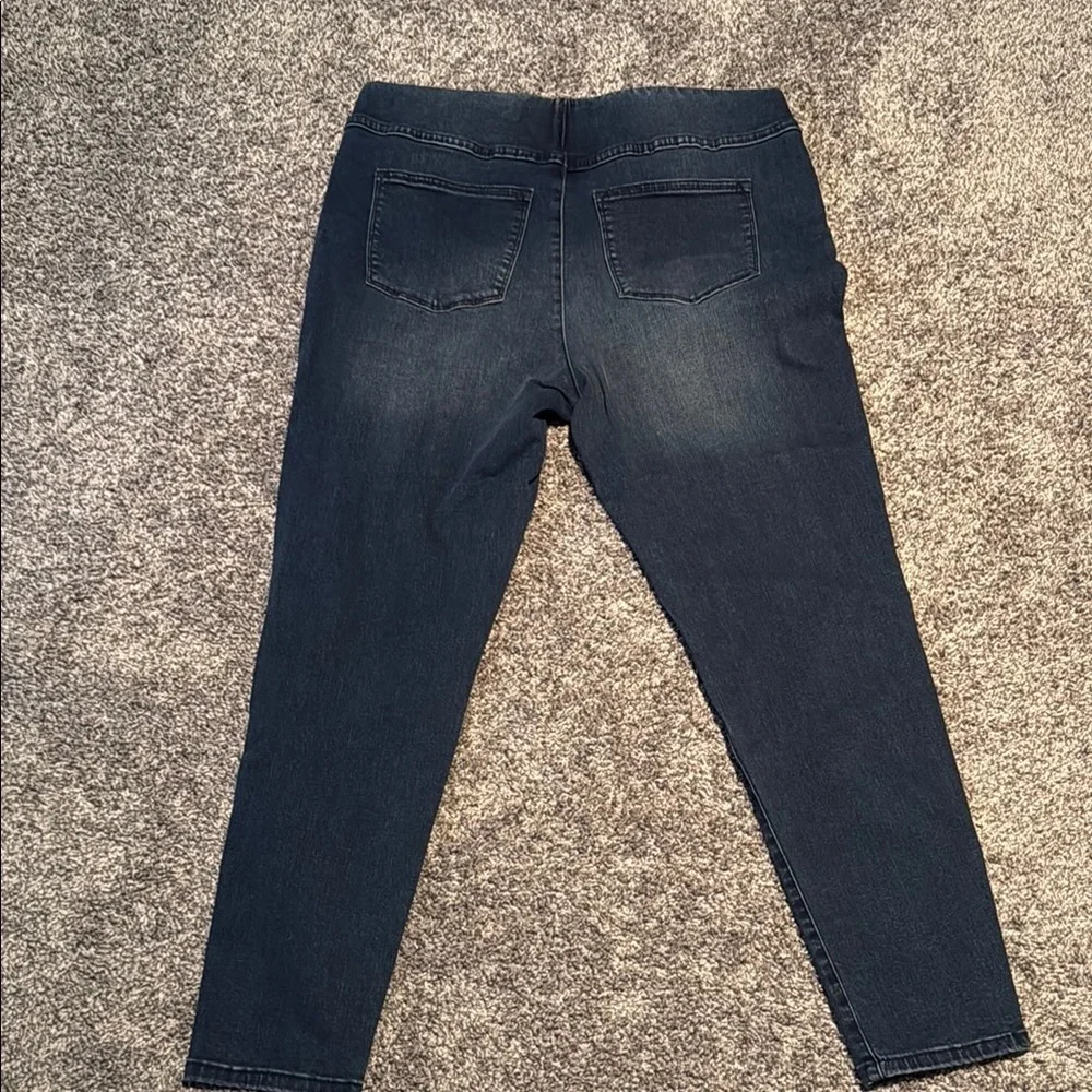 Blue Denim SOFT SURROUNDINGS Pull On Elasticized Waistband Ankle Jeans Large - Picture 6 of 6
